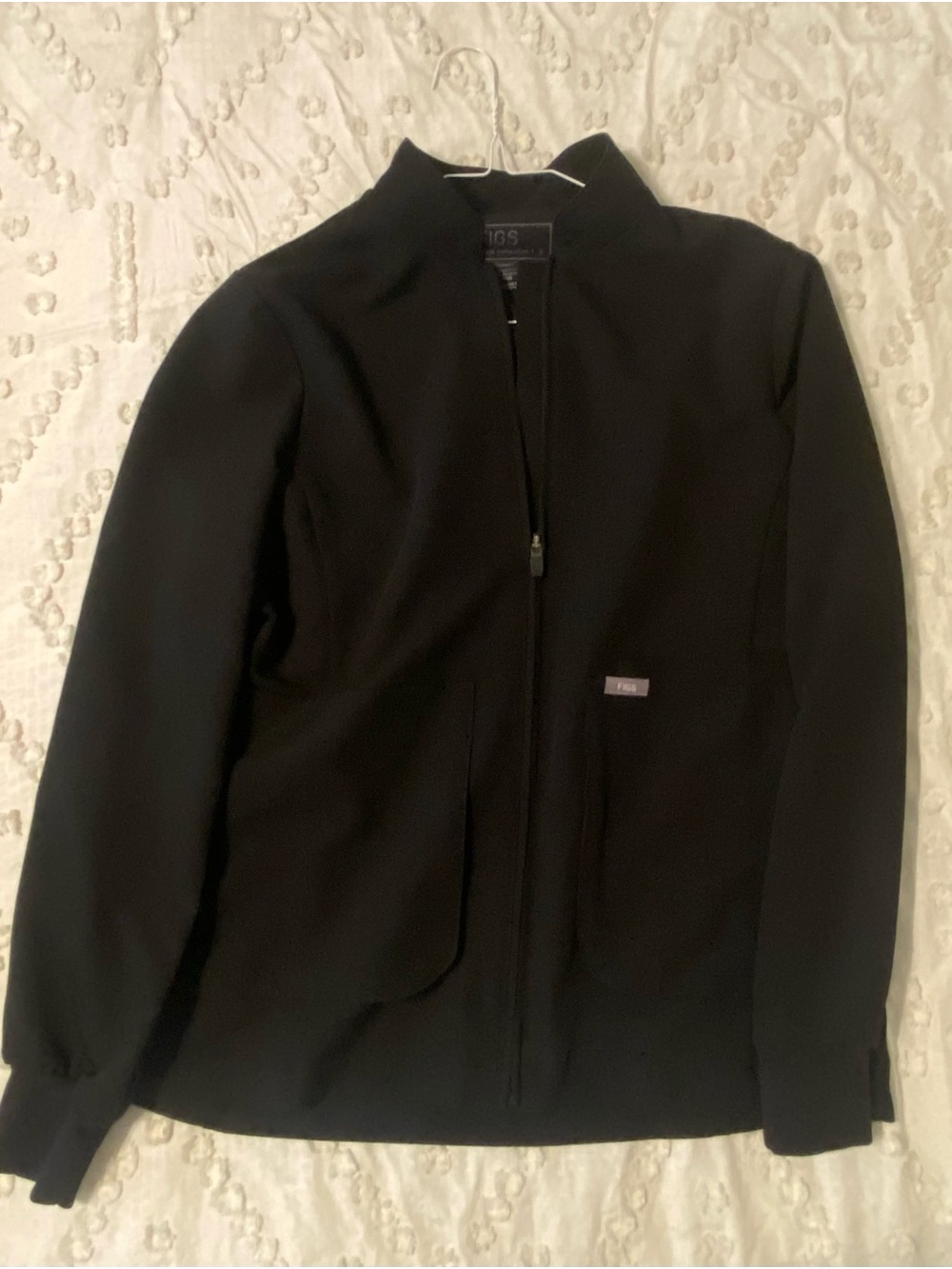Figs Black Zip-Front Scrub Jacket